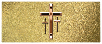 DNSEMP-L-517-BZ-SH-GD Bronze 3 Crosses Shimmer Gold